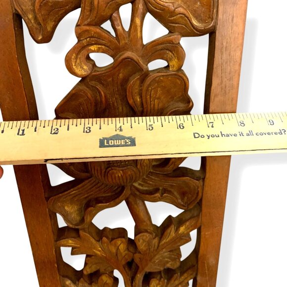 VTG Hand Carved Wood Panel 24 X 8 Decor Wall Art Statue Floral Sculpture Gift - Picture 5 of 8